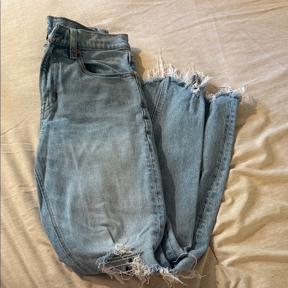 Women's Light Blue Distressed Jeans
